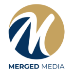The logo for merged media.